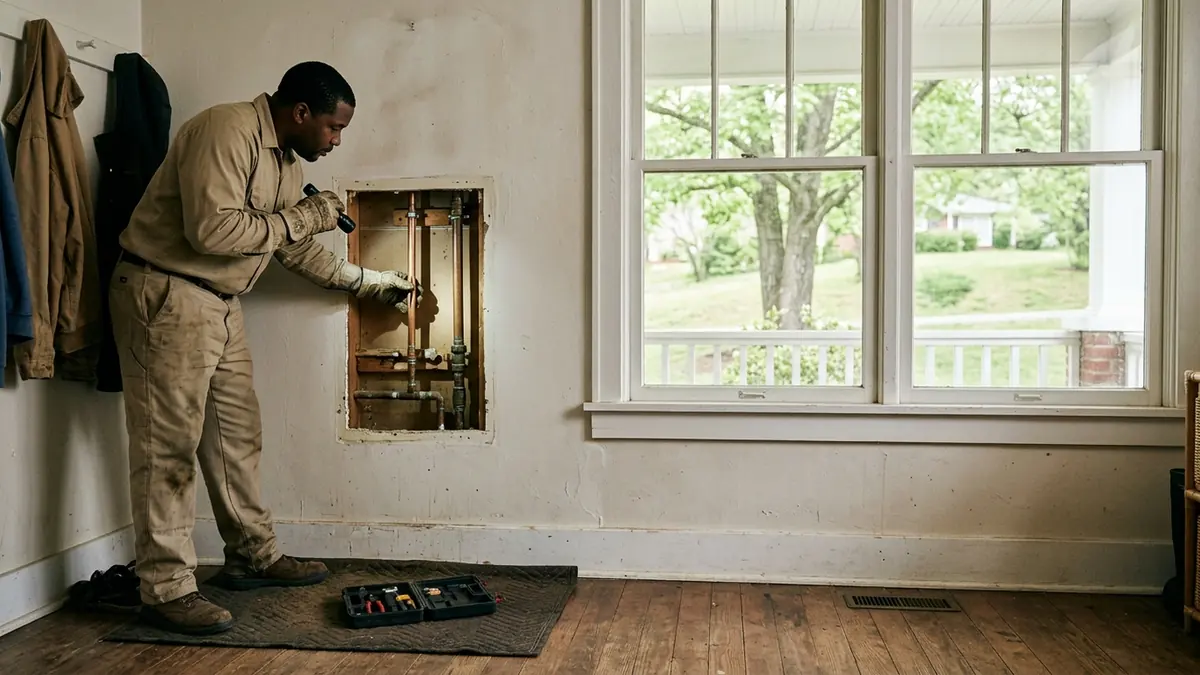 Burst pipe repair in Charlotte, NC — illustrative local service scene