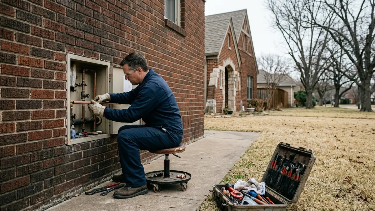 Burst pipe repair in Dallas, TX — illustrative local service scene