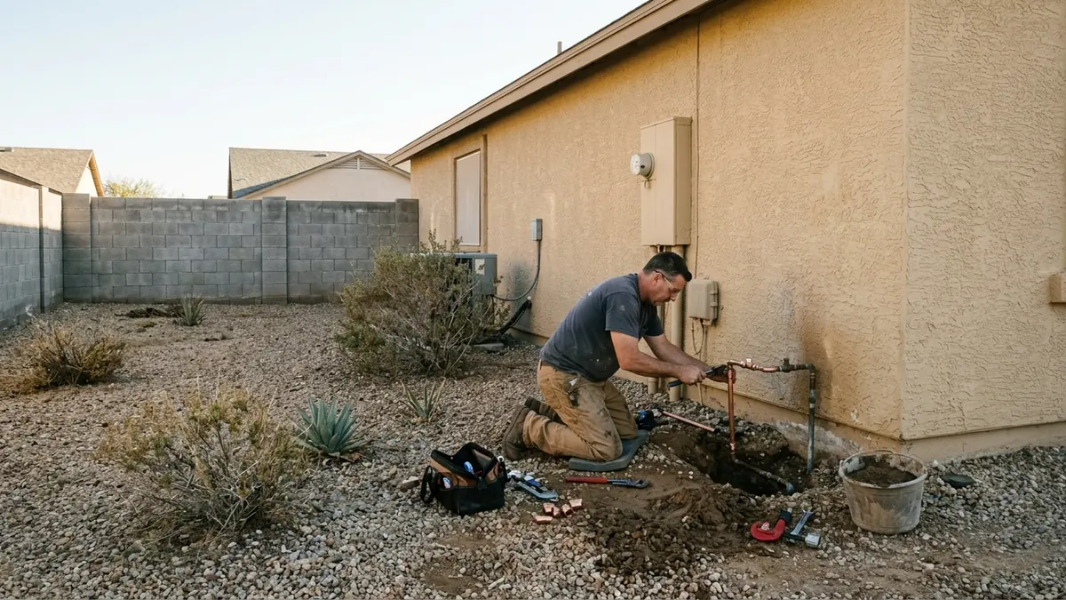 Burst pipe repair in Phoenix, AZ — illustrative local service scene